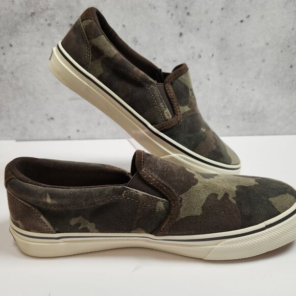 New G.H. Bass & Co. Pilot SP17 Suede Leather Camo Slip-On Shoes Mens 8.5M - Picture 1 of 16